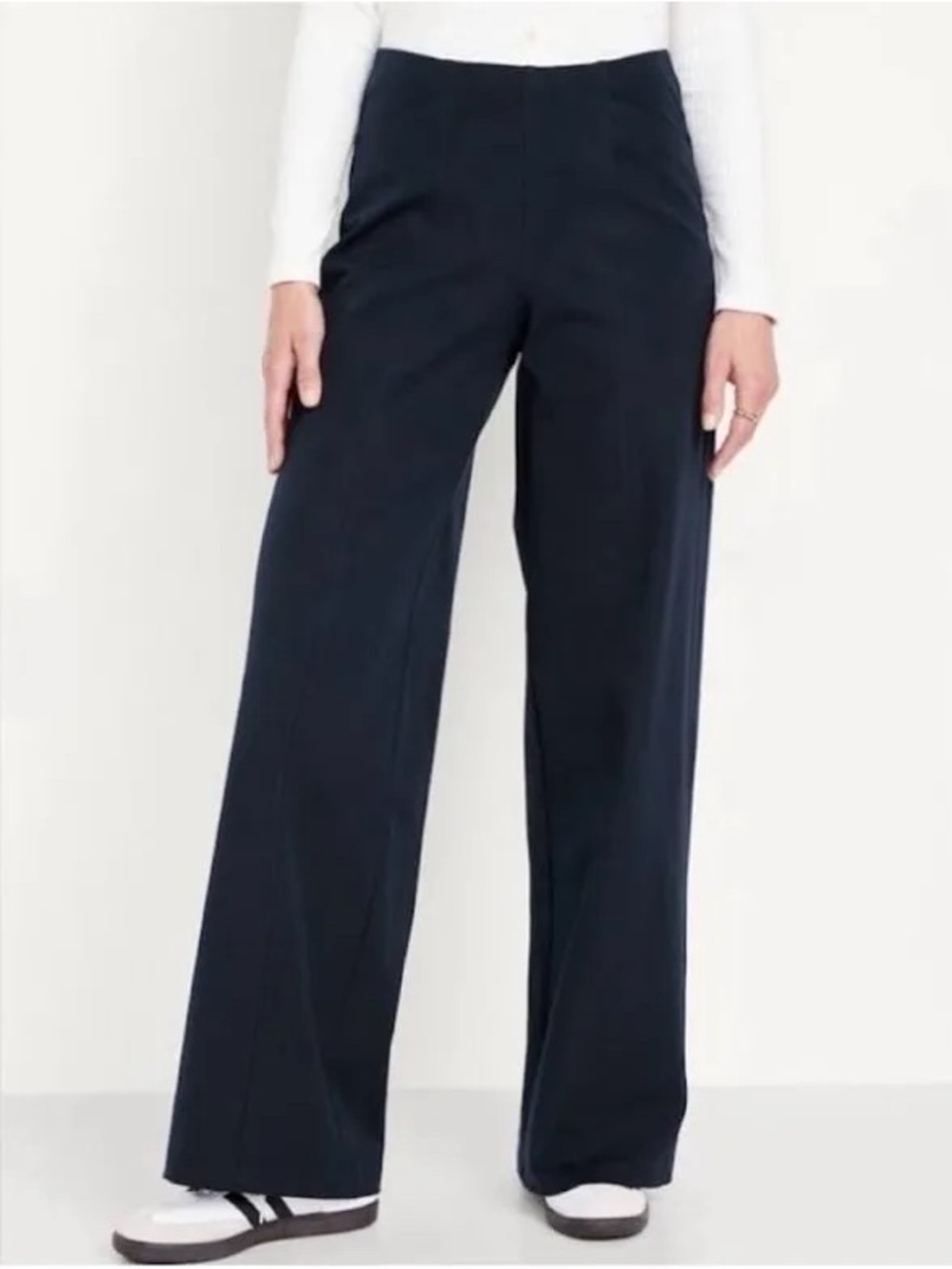 Old Navy High-Rise Pixie Wide Leg Pull On Pants in Navy Blue